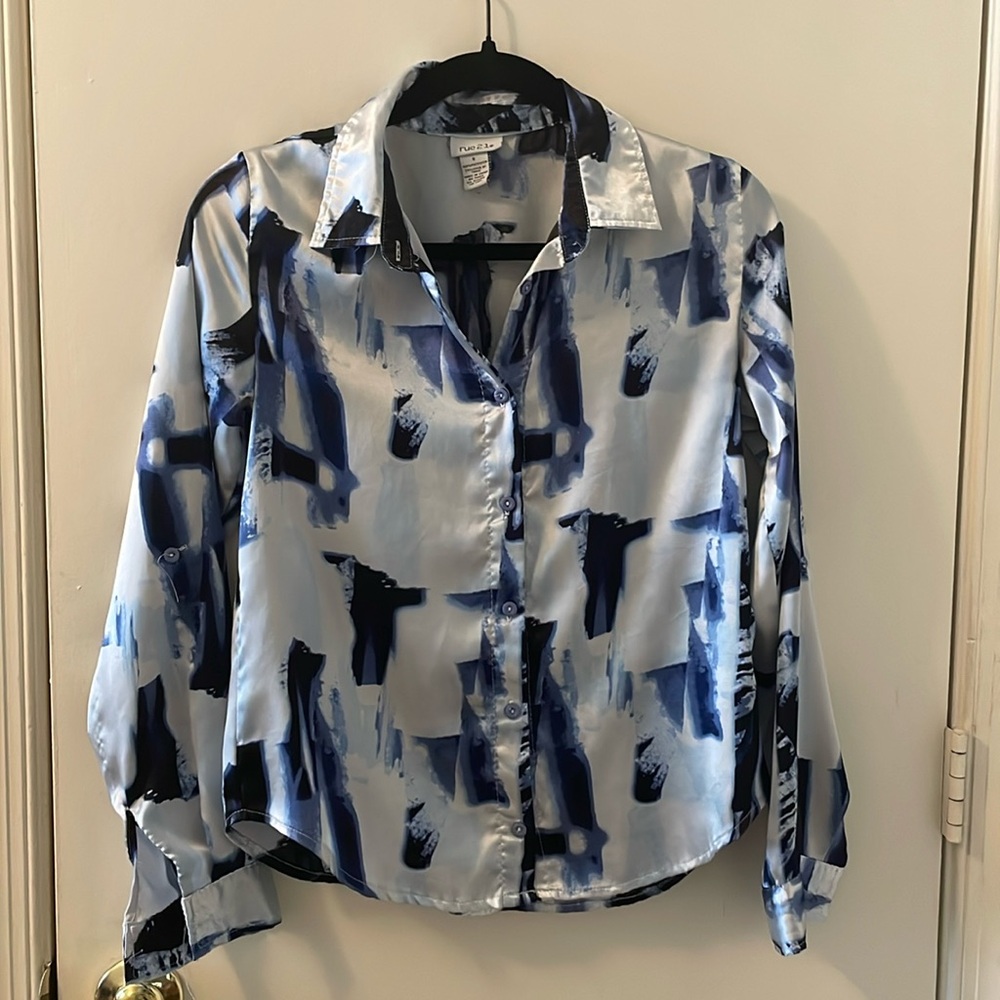 White and blue button down